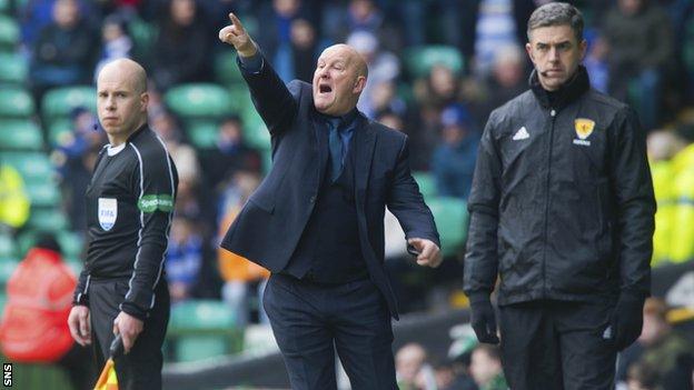 Morton manager Jim Duffy against Celtic