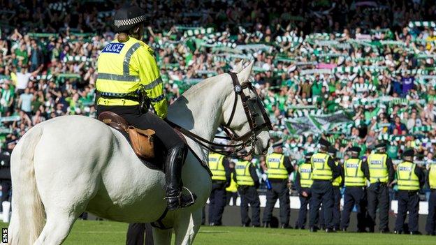 A police horse at Hampden Park