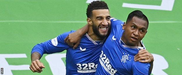 Connor Goldson and Alfredo Morelos