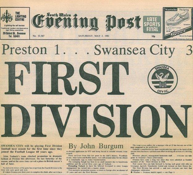 How the South Wales Evening Post reported Swansea's promotion in 1981