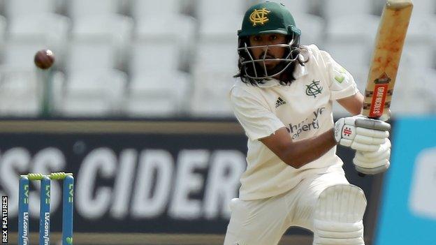 Haseeb Hameed in action for Nottinghamshire