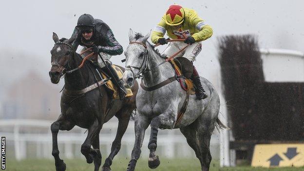 Altior (left) ridden by Nico de Boinville