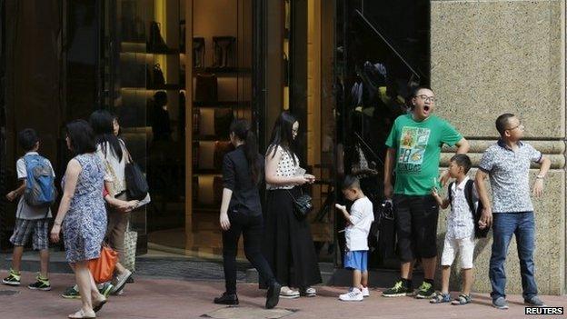 Shoppers in Hong Kong