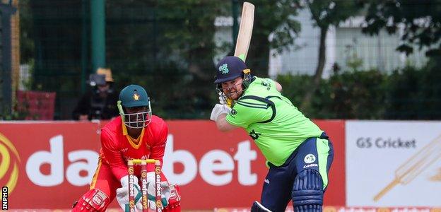 Paul Stirling in T20 action for Ireland against Zimbabwe