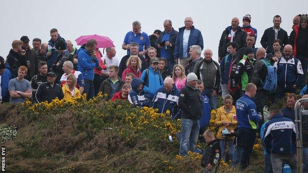 Rain has fallen intermittently during Tuesday's opening practice session at the North West 200