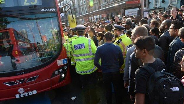 Crowds at Stratford station on 9 July