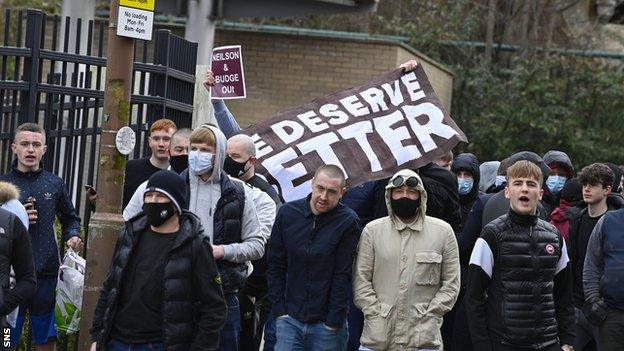 A section of Hearts fans protested before the 3-2 defeat to Queen of the South