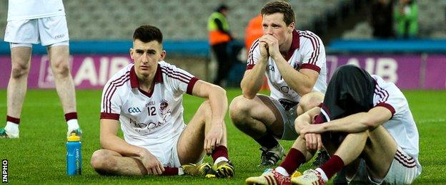 Slaughtneil players show their disappointment after Friday's defeat