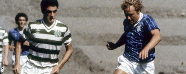 Robert Prytz (right) in action for Rangers against Celtic