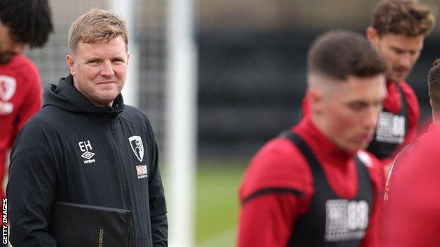 Bournemouth manager Eddie Howe at training