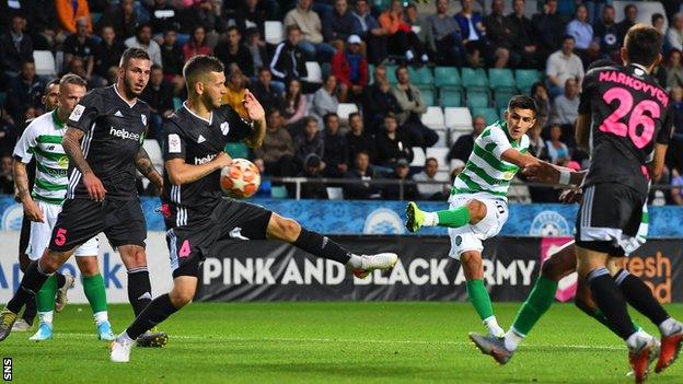 Marian Shved scored his only Celtic goal in last season's Champions League qualifying win over Nomme Kalju