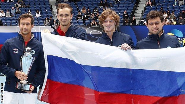 Russia celebrate winning the ATP Cup