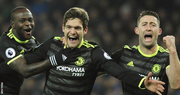 Marcos Alonso celebrates his second goal