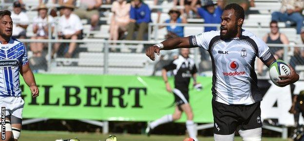 Glasgow's Leone Nakawara carries the ball against Samoa in the Pacific Nations Cup