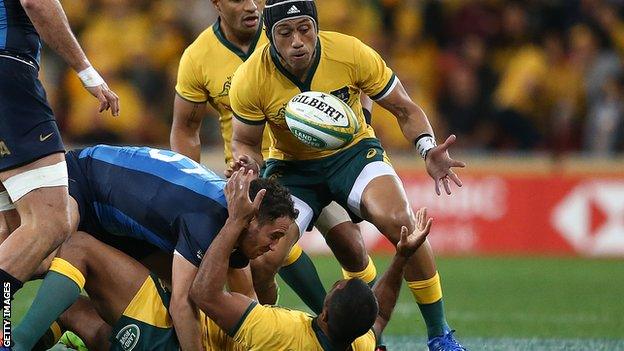 Christian Lealiifano playing for Australia against Argentina