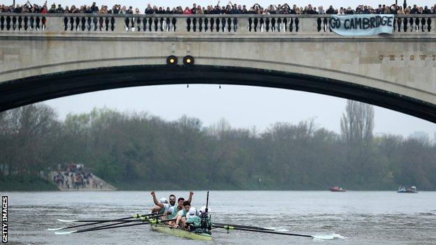 Cambridge boat during Boat Race