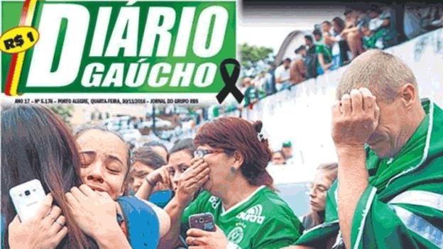 Front page of Brazilian paper Diario Gaucho