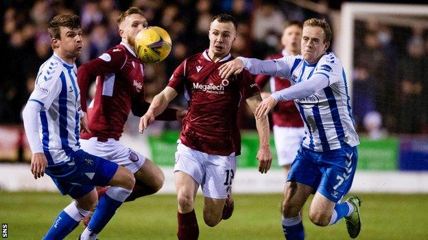 Kilmarnock and Arbroath players