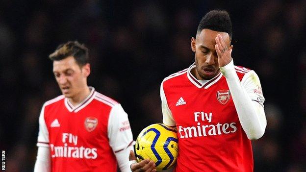 Arsenal playmaker Mesut Ozil (left) and striker Pierre-Emerick Aubameyang