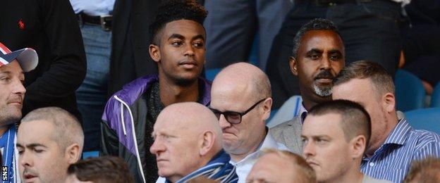 Gedion Zelalem was in the stand to watch Rangers play Hibs on Sunday