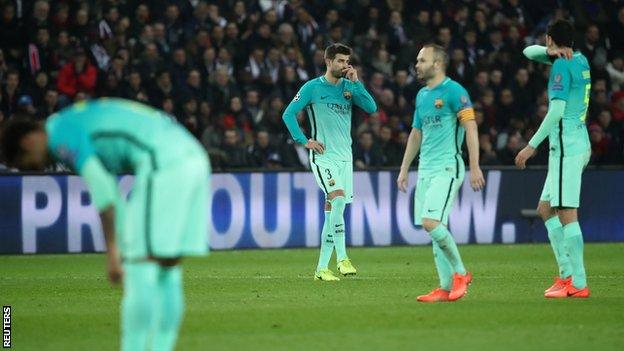 Dejected Barcelona players