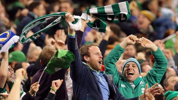 Republic fans celebrate after their Euro 2016 play-off win over Bosnia-Herzegovina