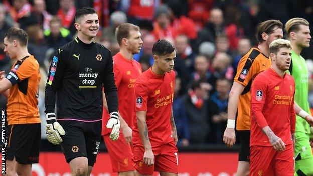 The highlight of Harry Burgoyne's career was keeping goal when Wolves won at Anfield in the FA Cup fourth round in January 2017