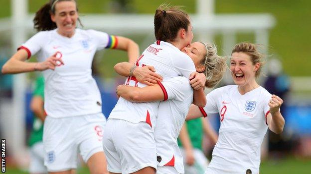 Ella Toone celebrates scoring on her debut