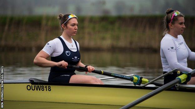 Oxford rower Megan Stoker (left)