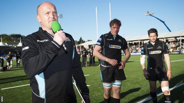 Gregor Townsend addresses the Scotstoun crowd