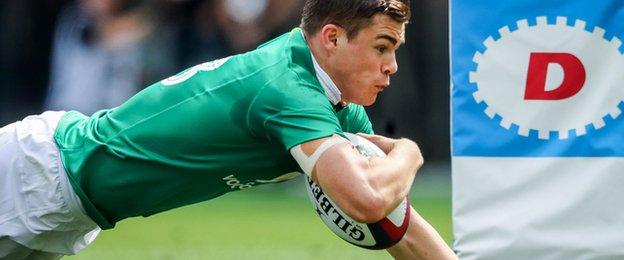 Ireland centre Garry Ringrose goes over for a try against Japan in last summer's tour