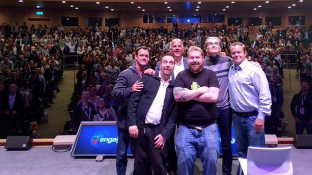 Improv Asylum comedians after performing to a gathering of Google staff