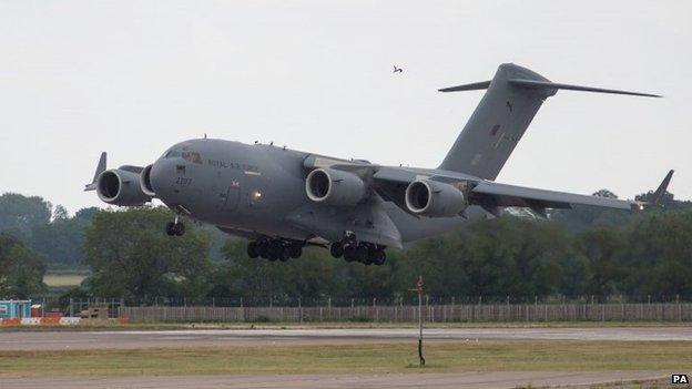 The RAF C-17 plane