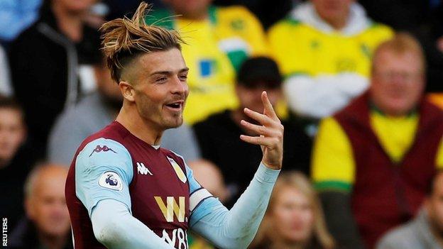 Jack Grealish celebrates Aston Villa goal