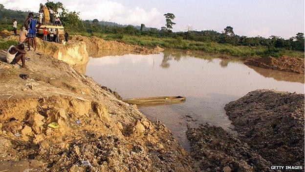 Informal gold mine in Ghana