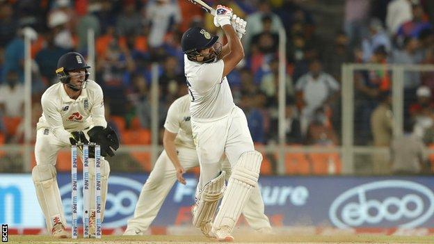 Rohit Sharma hits a six to win the game