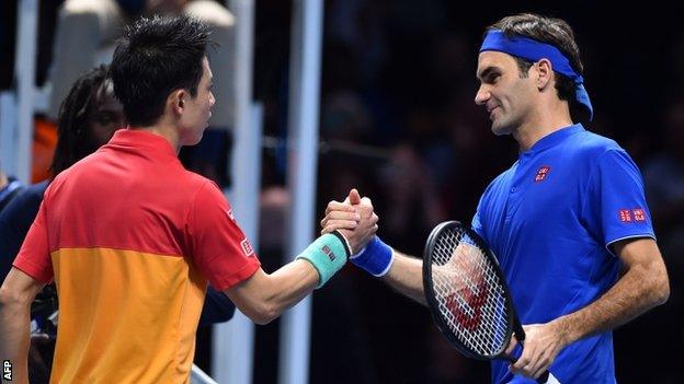Kei Nishikori and Roger Federer
