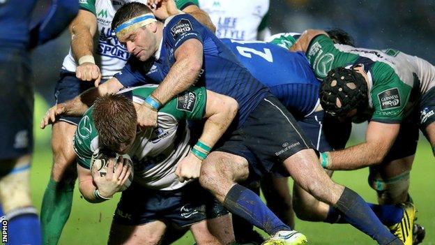 Fergus McFadden puts in a tackle in Friday's game in Dublin