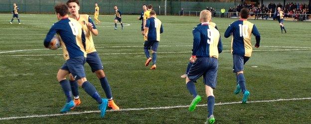 Sean Winter wheels away with ball in hand after equalising for East Kilbride