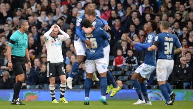 Birmingham players celebrate taking the lead