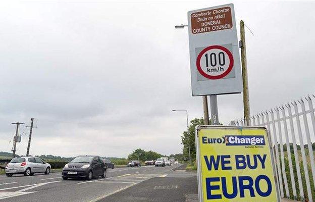 Traffic signs at County Donegal border