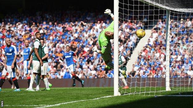 Rangers' James Tavernier opens the scoring at Ibrox