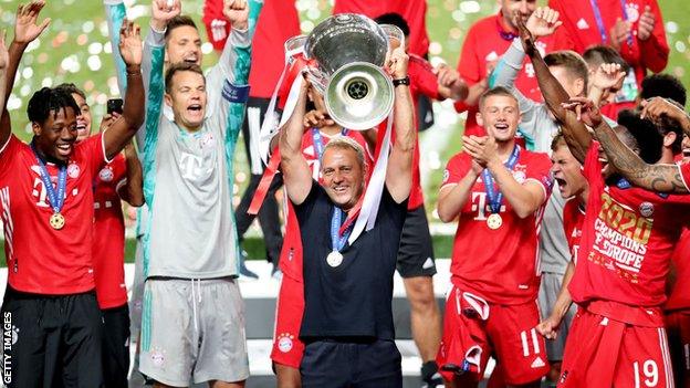 Hansi Flick led Bayern to their second Treble last season, lifting the Bundesliga, German Cup and UEFA Champions League