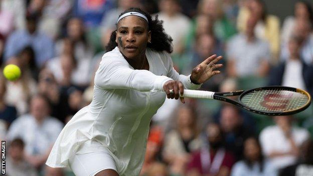 Serena Williams playing at Wimbledon in 2022