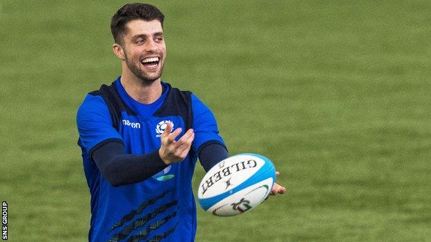 Adam Hastings in training with Scotland