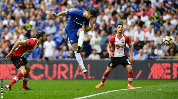 Alvaro Morata scores for Chelsea in their FA Cup semi-final win over Southampton