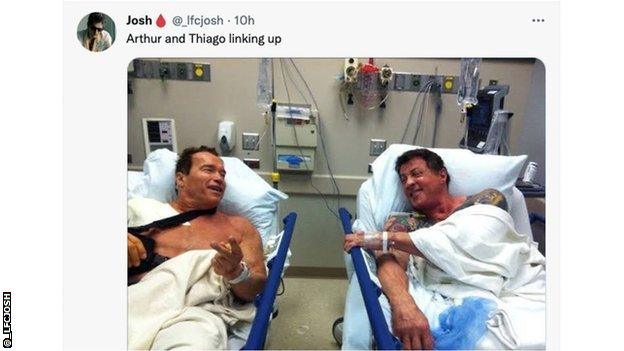 Arnold Schwarzenegger and Sylvester Stallone in hospital.