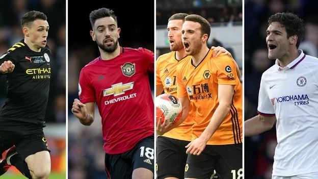 Phil Foden (Man City), Diogo Jota (Wolves), Bruno Fernandes (Man Utd), Marcos Alonso (Chelsea)