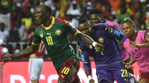 Vincent Aboubakar (left) scored Cameroon's winner in the Nations Cup final