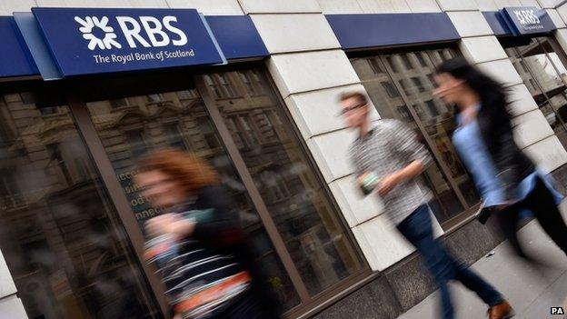 People walking past RBS branch